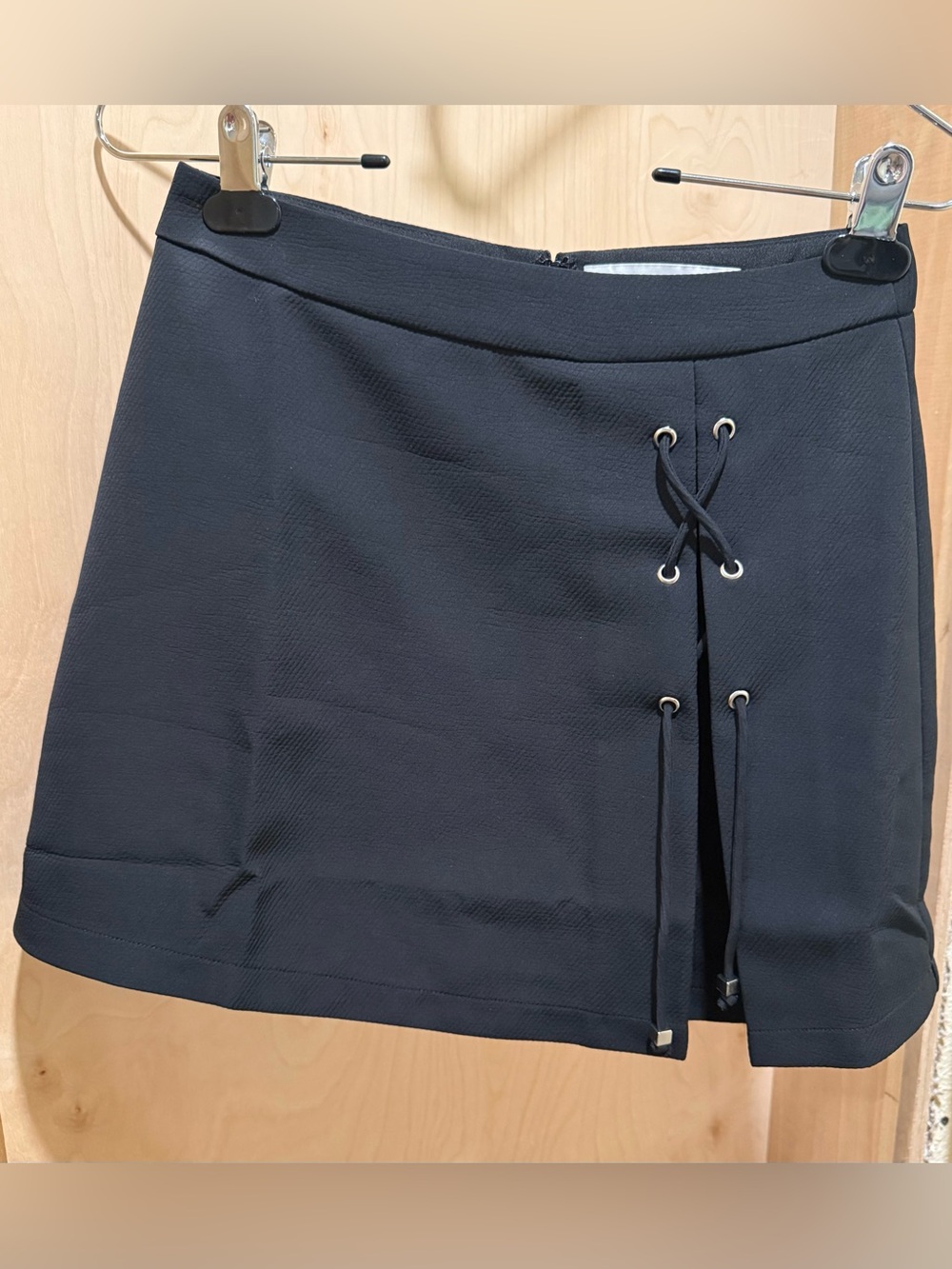 After Market Black Lace-Up Front Mini Skirt Size Small